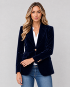 Women's Velvet Blazer – Tailored Single Button Jacket