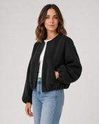 Women’s Wool Blend Cropped Bomber Jacket