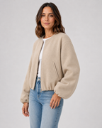 Women’s Wool Blend Cropped Bomber Jacket