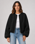 Women’s Wool Blend Cropped Bomber Jacket