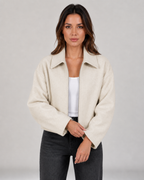 Women’s Cropped Zip Up Jacket with Collar