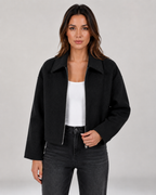 Women’s Cropped Zip Up Jacket with Collar