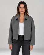 Women’s Cropped Zip Up Jacket with Collar