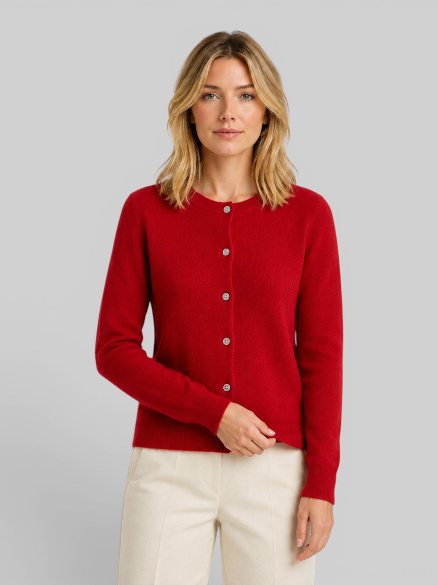 Women's Wool Knit Cardigan – Long Sleeve Relaxed Fit