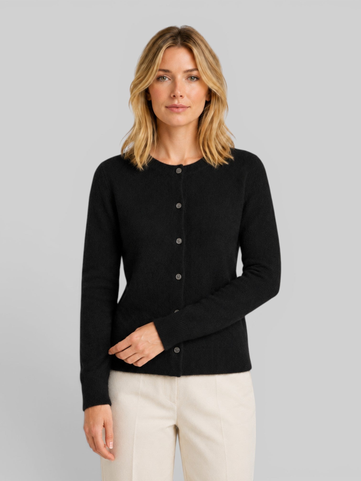 Women's Wool Knit Cardigan – Long Sleeve Relaxed Fit
