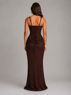 Women’s Corset Bodycon Maxi Dress – Square Neck Evening Gown