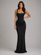 Women’s Corset Bodycon Maxi Dress – Square Neck Evening Gown