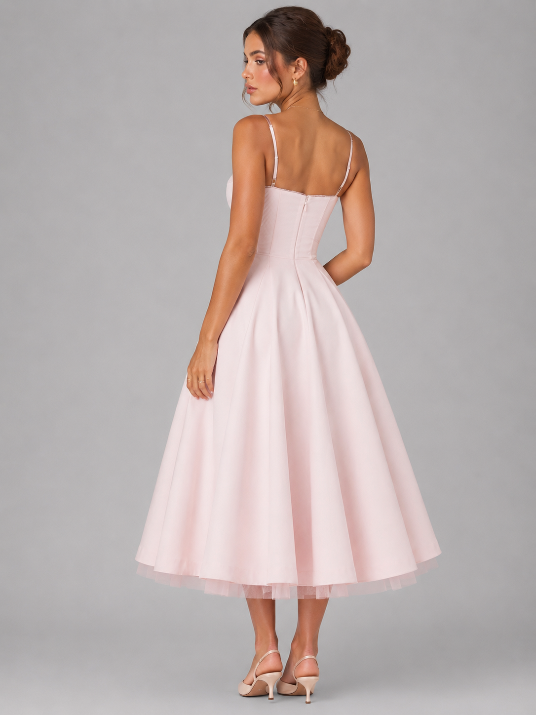 Felorro | Women’s Corset Midi Dress with Full Skirt – Elegant Occasion Style
