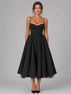 Felorro | Women’s Corset Midi Dress with Full Skirt – Elegant Occasion Style