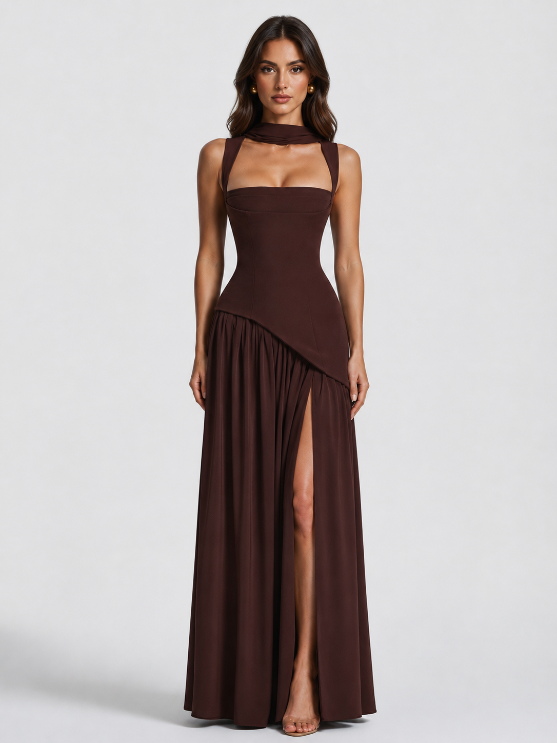 Women’s One Shoulder Maxi Dress with Side Slit
