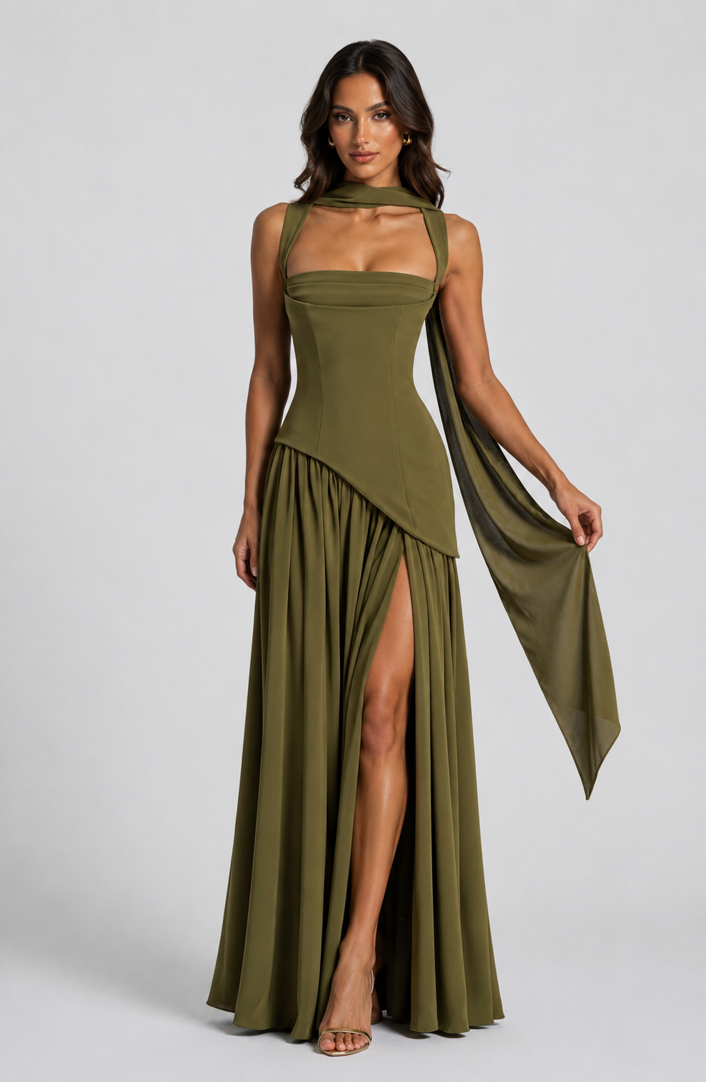 Women’s One Shoulder Maxi Dress with Side Slit