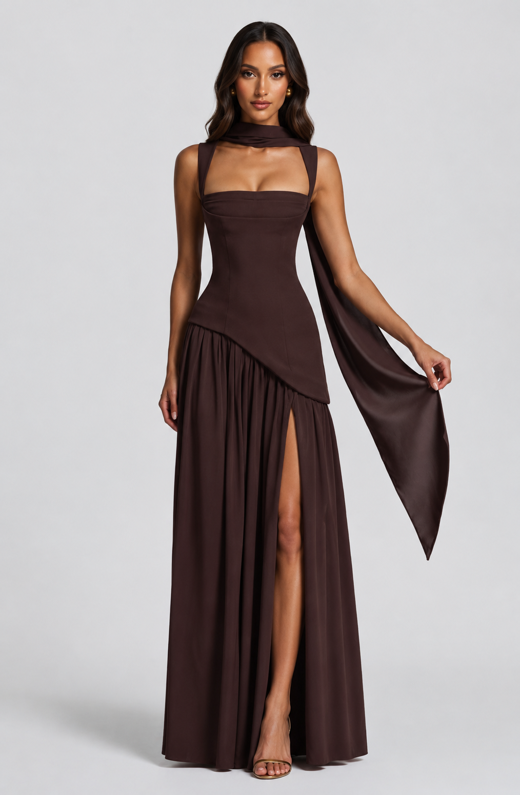 Women’s One Shoulder Maxi Dress with Side Slit