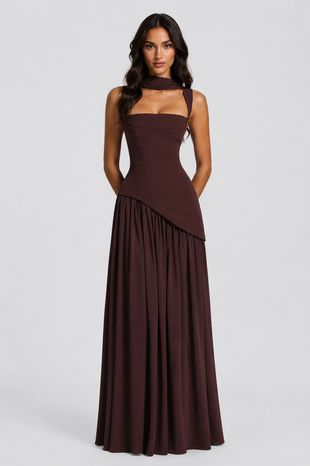 Women’s One Shoulder Maxi Dress with Side Slit
