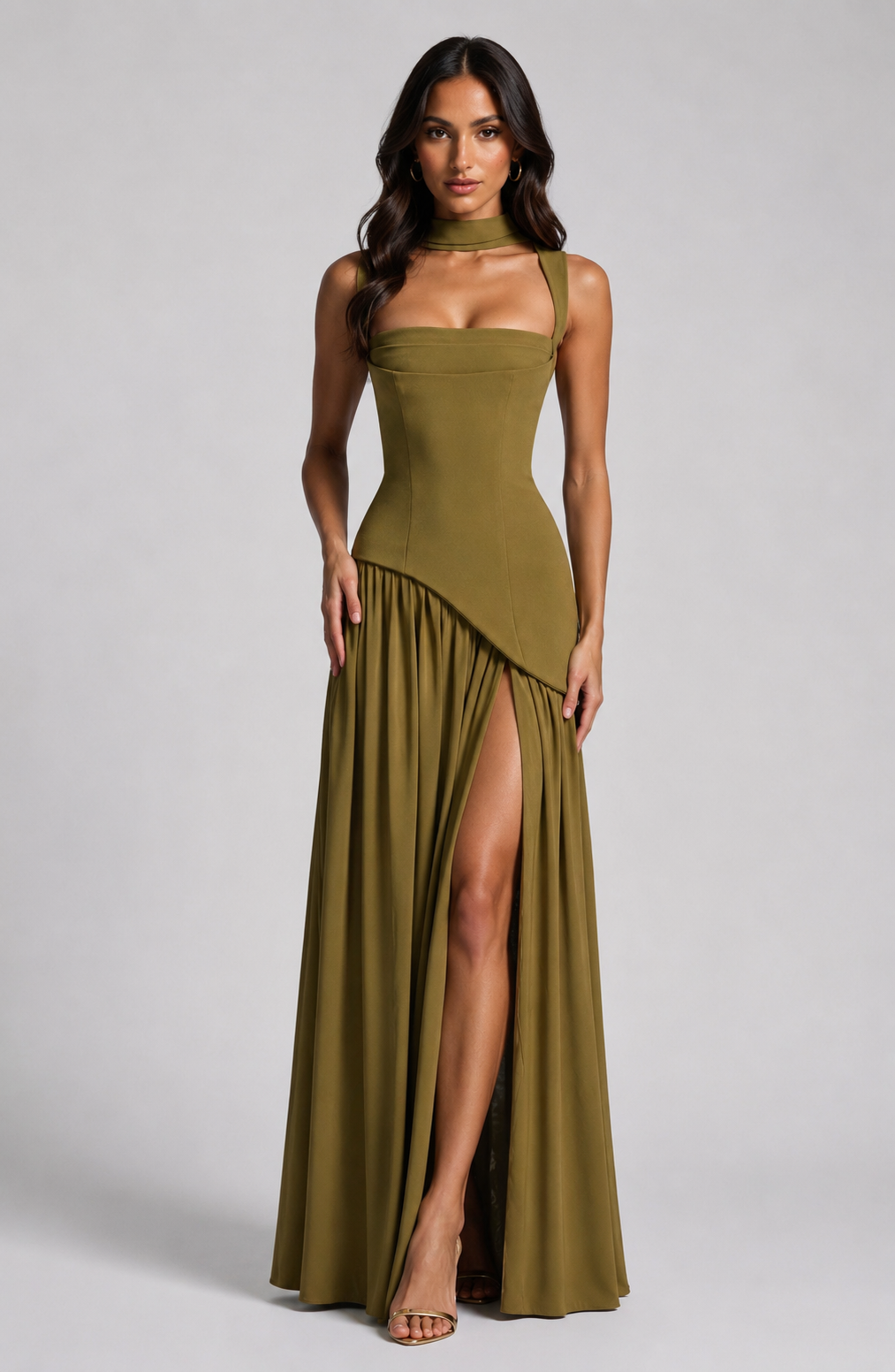 Women’s One Shoulder Maxi Dress with Side Slit