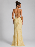 Felorro | Women’s Floral Embroidered Corset Maxi Dress