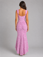 Women’s Corset Maxi Dress – Floral Wedding Guest Dress