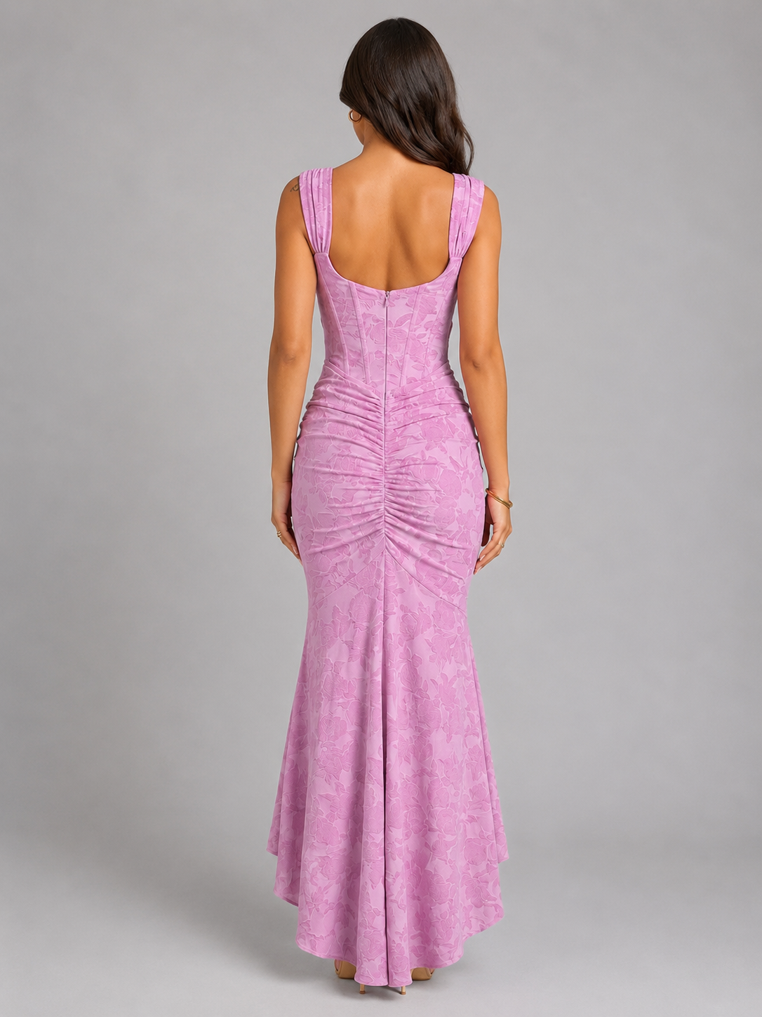 Women’s Corset Maxi Dress – Floral Wedding Guest Dress