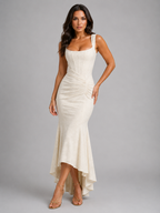 Women’s Corset Maxi Dress – Floral Wedding Guest Dress