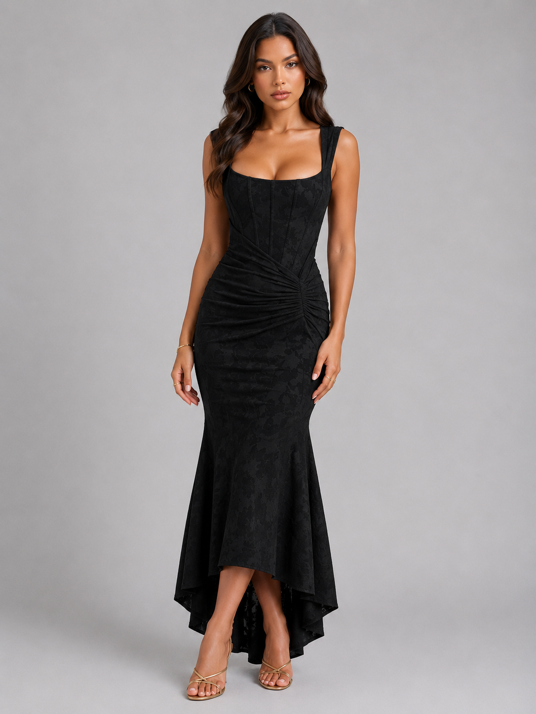 Women’s Corset Maxi Dress – Floral Wedding Guest Dress