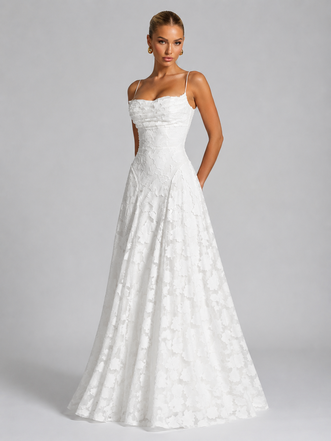 Women’s Floral Embroidered Strap Maxi Dress