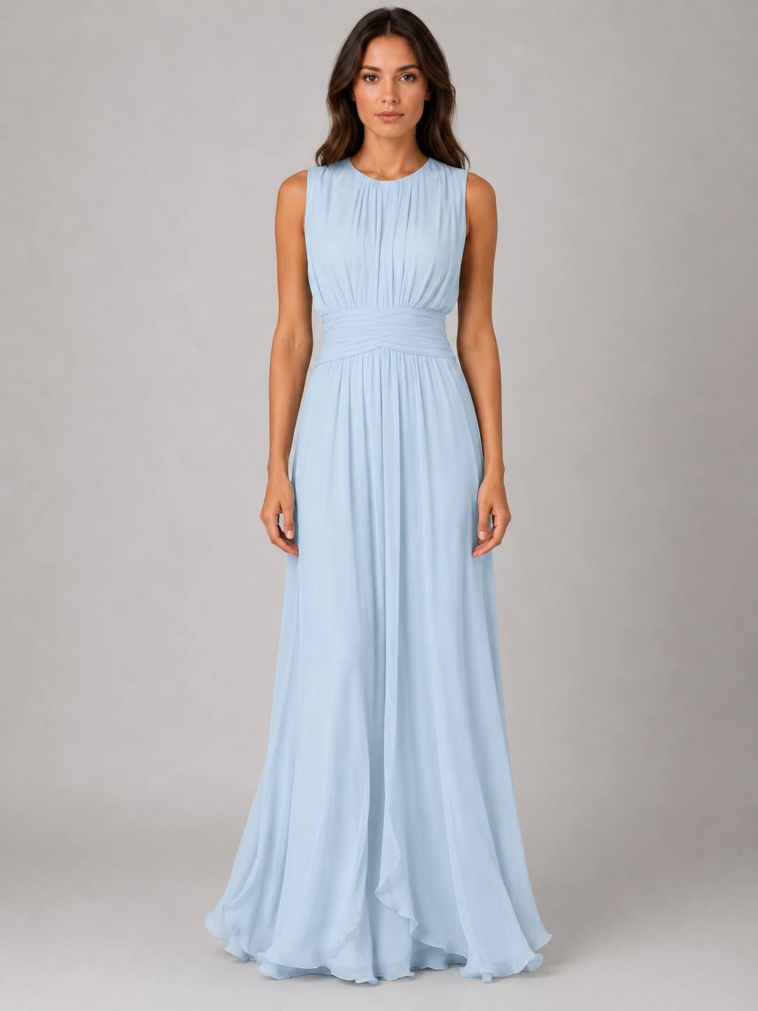 Women’s Chiffon Maxi Dress – Ruched Waist Wedding Guest Dress