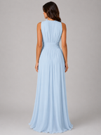 Women’s Chiffon Maxi Dress – Ruched Waist Wedding Guest Dress