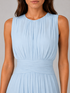 Women’s Chiffon Maxi Dress – Ruched Waist Wedding Guest Dress