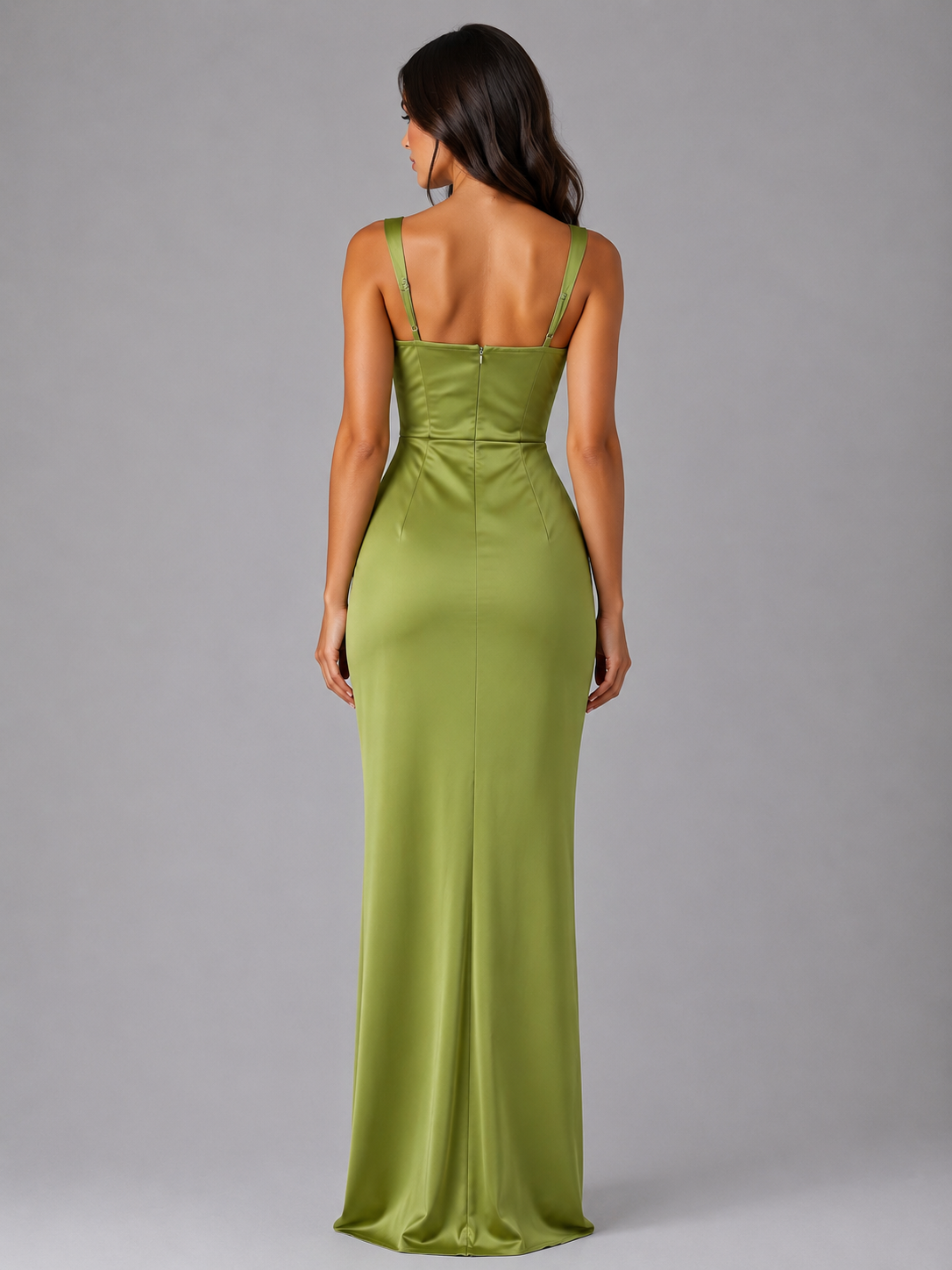 Women’s Satin Feel Maxi Dress – Ruched Waist Wedding Guest Dress
