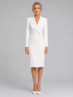 Women’s Double Breasted Blazer Dress – Tailored Midi Cocktail Dress