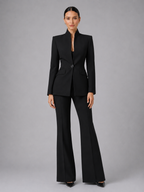 Women's Two Piece Blazer Set Wide Leg Trousers