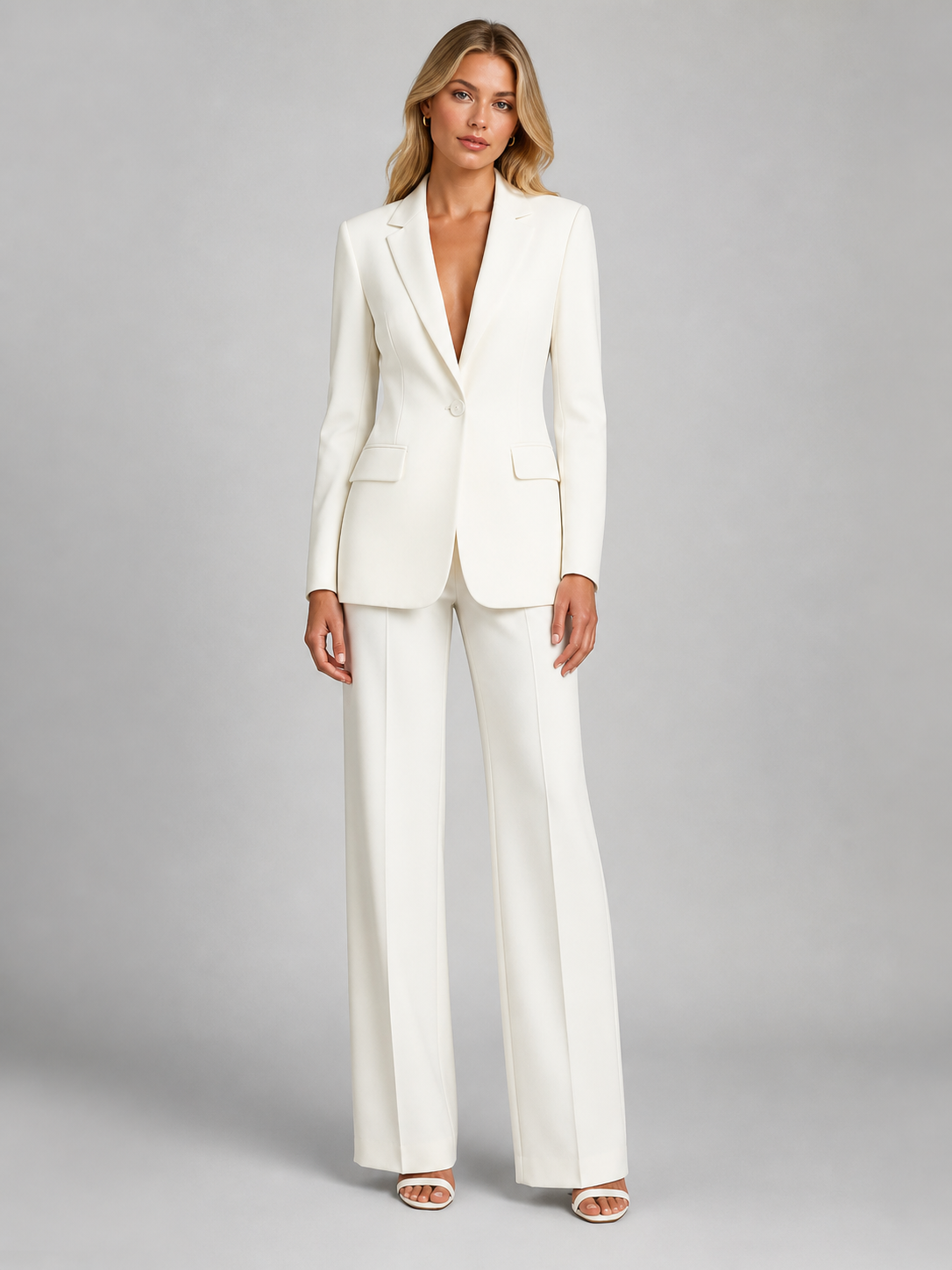 Women’s Tailored Blazer and Wide-Leg Trouser Set