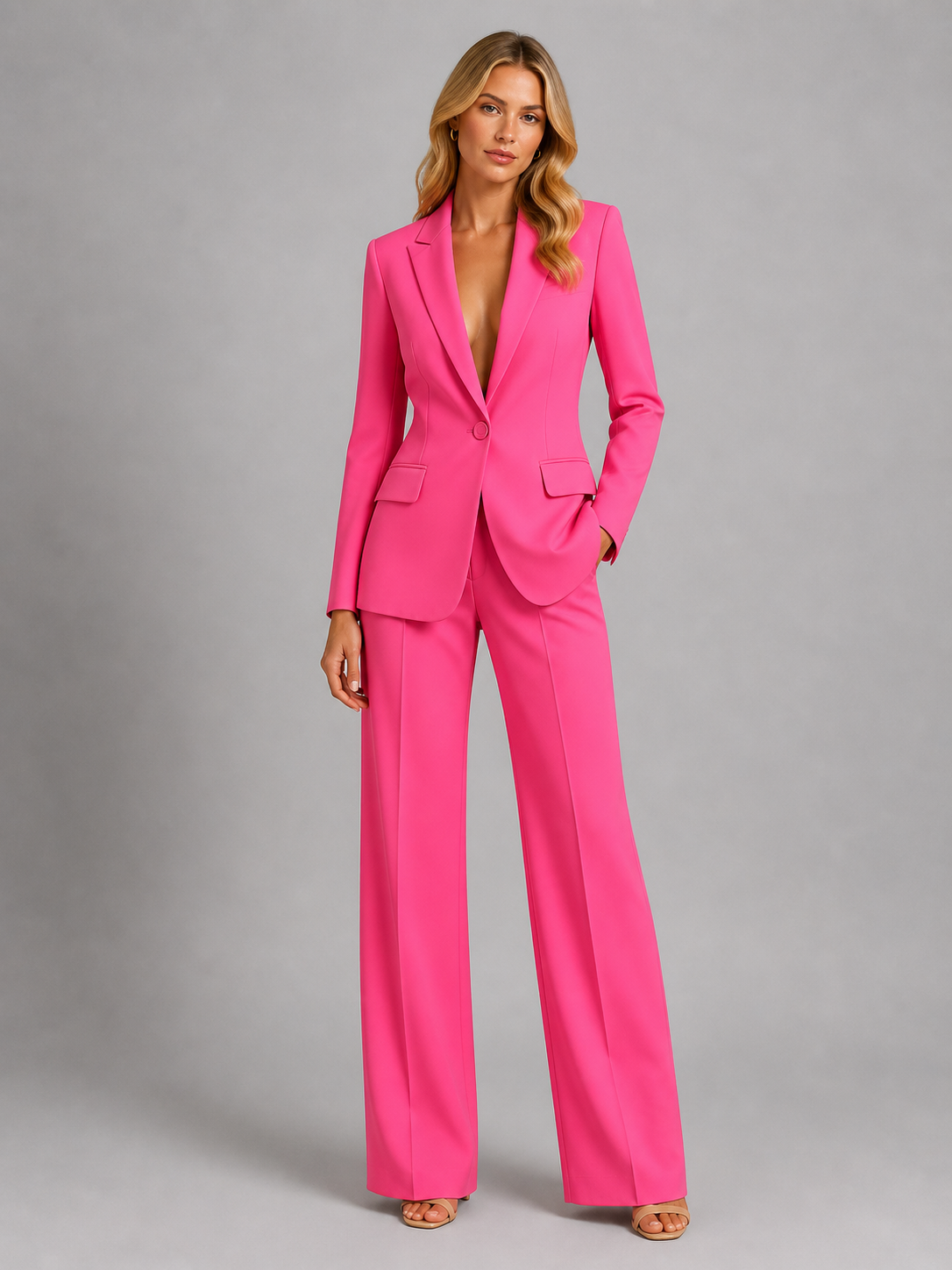 Women’s Tailored Blazer and Wide-Leg Trouser Set