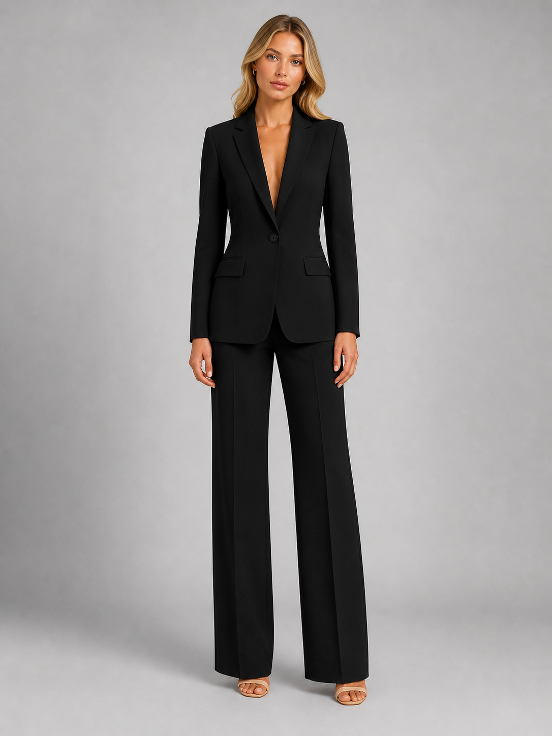 Women’s Tailored Blazer and Wide-Leg Trouser Set