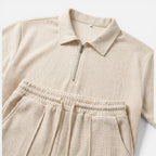 Felorro | Men’s Textured Zip Polo Shorts Set Summer Co-Ord