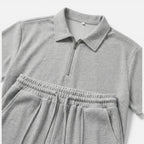 Felorro | Men’s Textured Zip Polo Shorts Set Summer Co-Ord