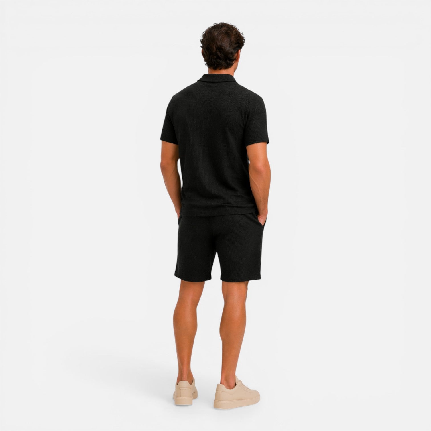 Felorro | Men’s Textured Zip Polo Shorts Set Summer Co-Ord