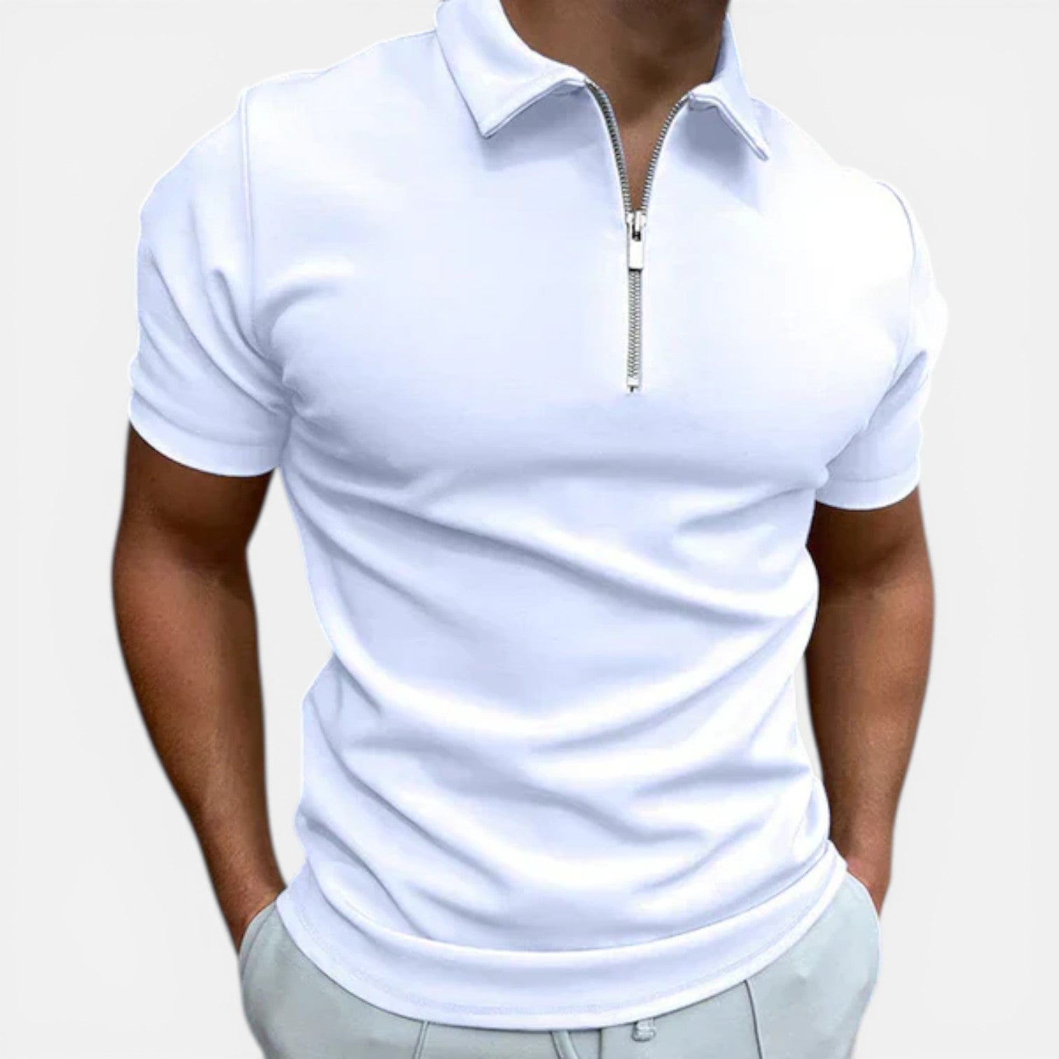 Felorro | Men’s Zip Polo Shirt Slim Fit Smart Casual