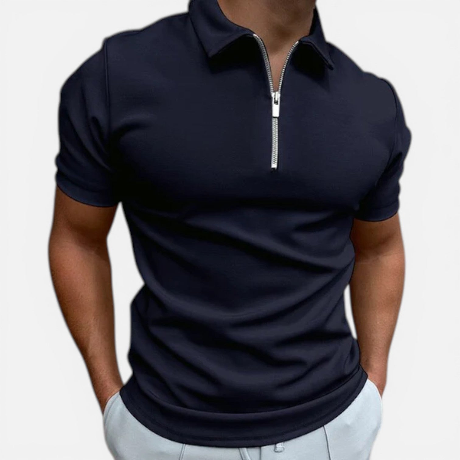 Felorro | Men’s Zip Polo Shirt Slim Fit Smart Casual