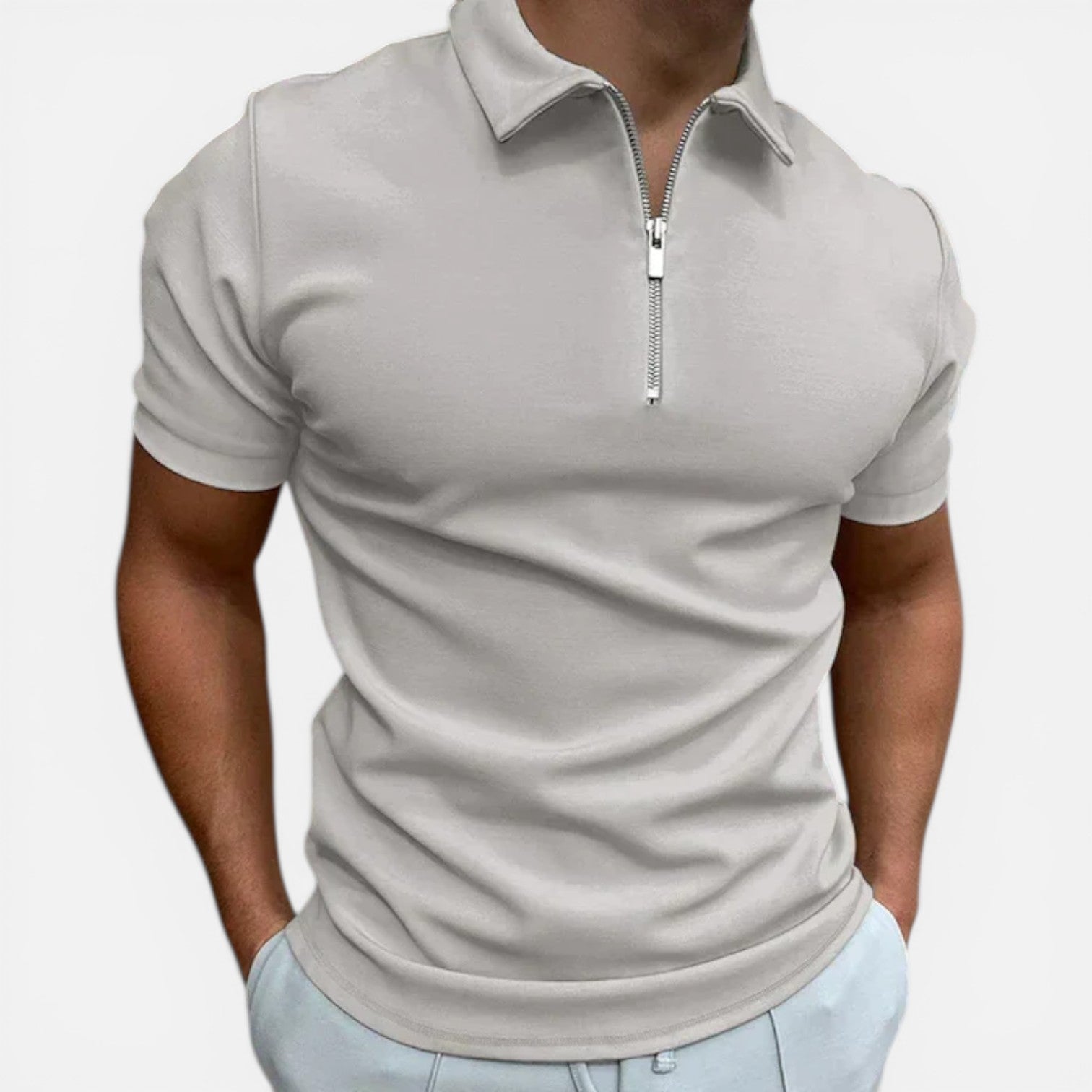 Felorro | Men’s Zip Polo Shirt Slim Fit Smart Casual