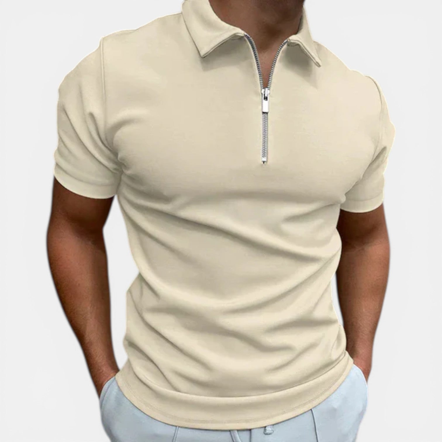 Felorro | Men’s Zip Polo Shirt Slim Fit Smart Casual