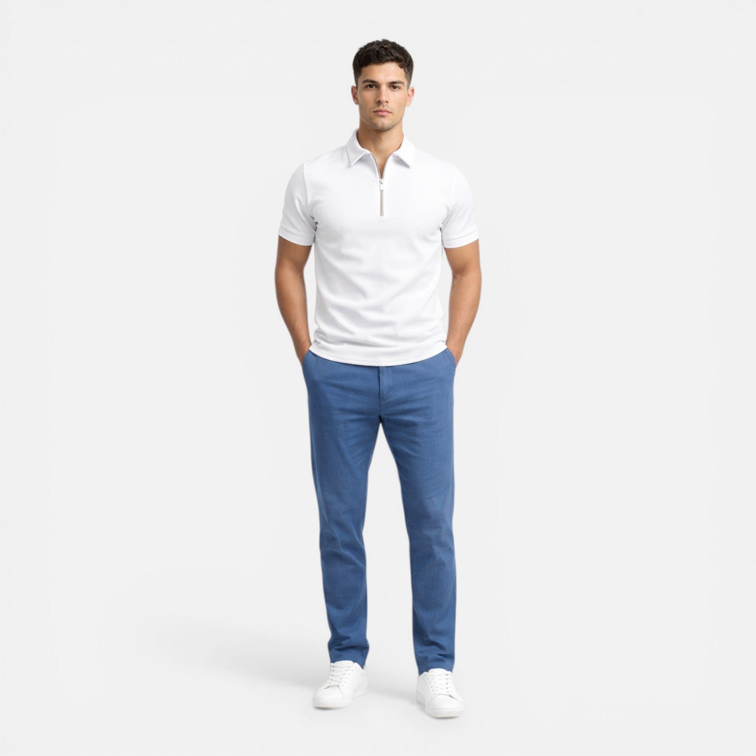 Felorro | Men’s Zip Polo Shirt Slim Fit Smart Casual