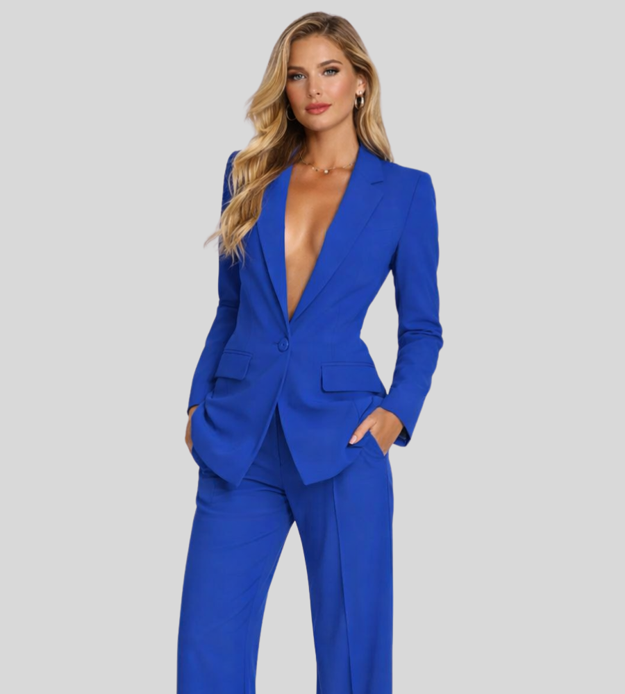 Women's Tailored Blazer & Wide Leg Trouser Suit Set