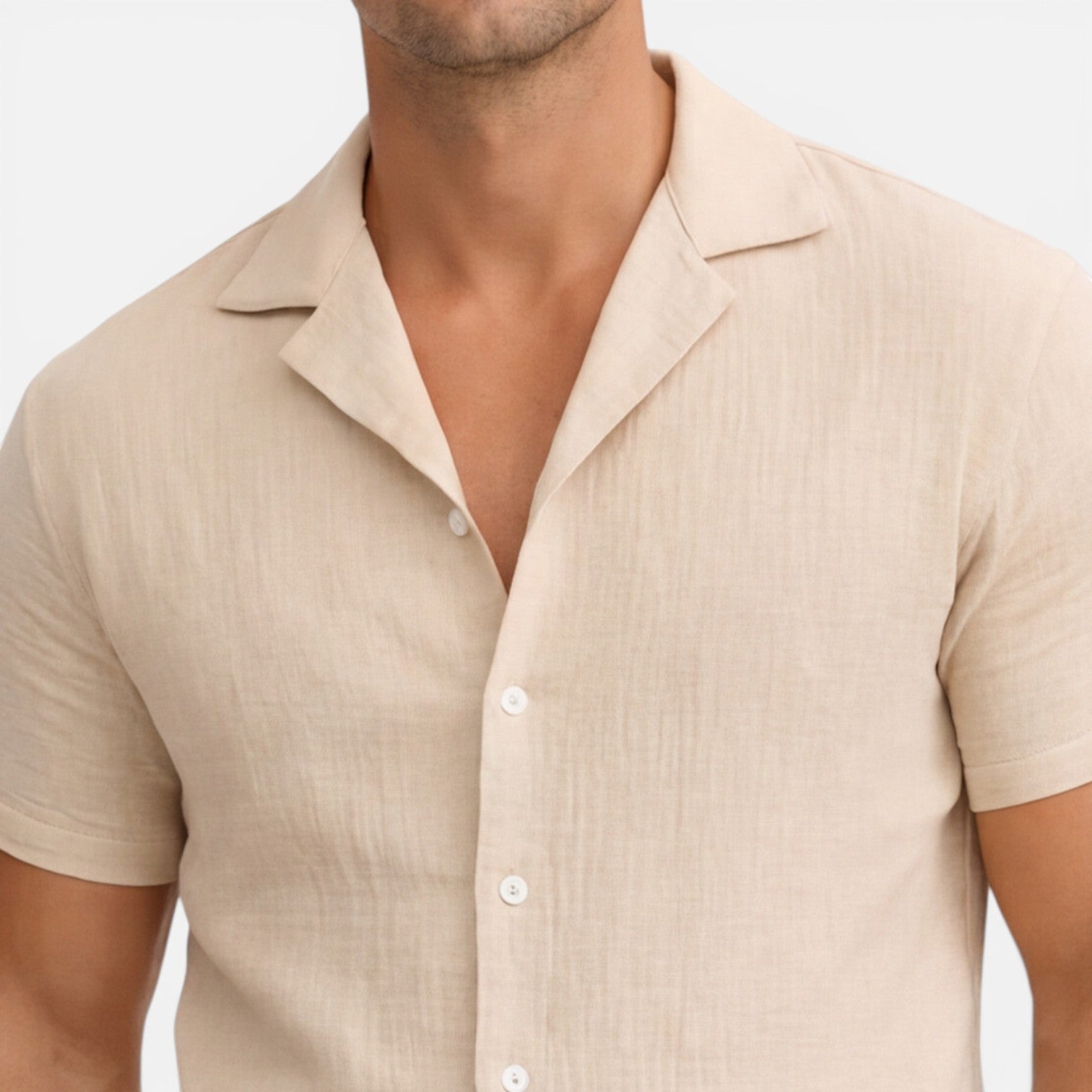 Felorro | Men’s Linen Cotton Blend Short Sleeve Shirt Lightweight Breathable