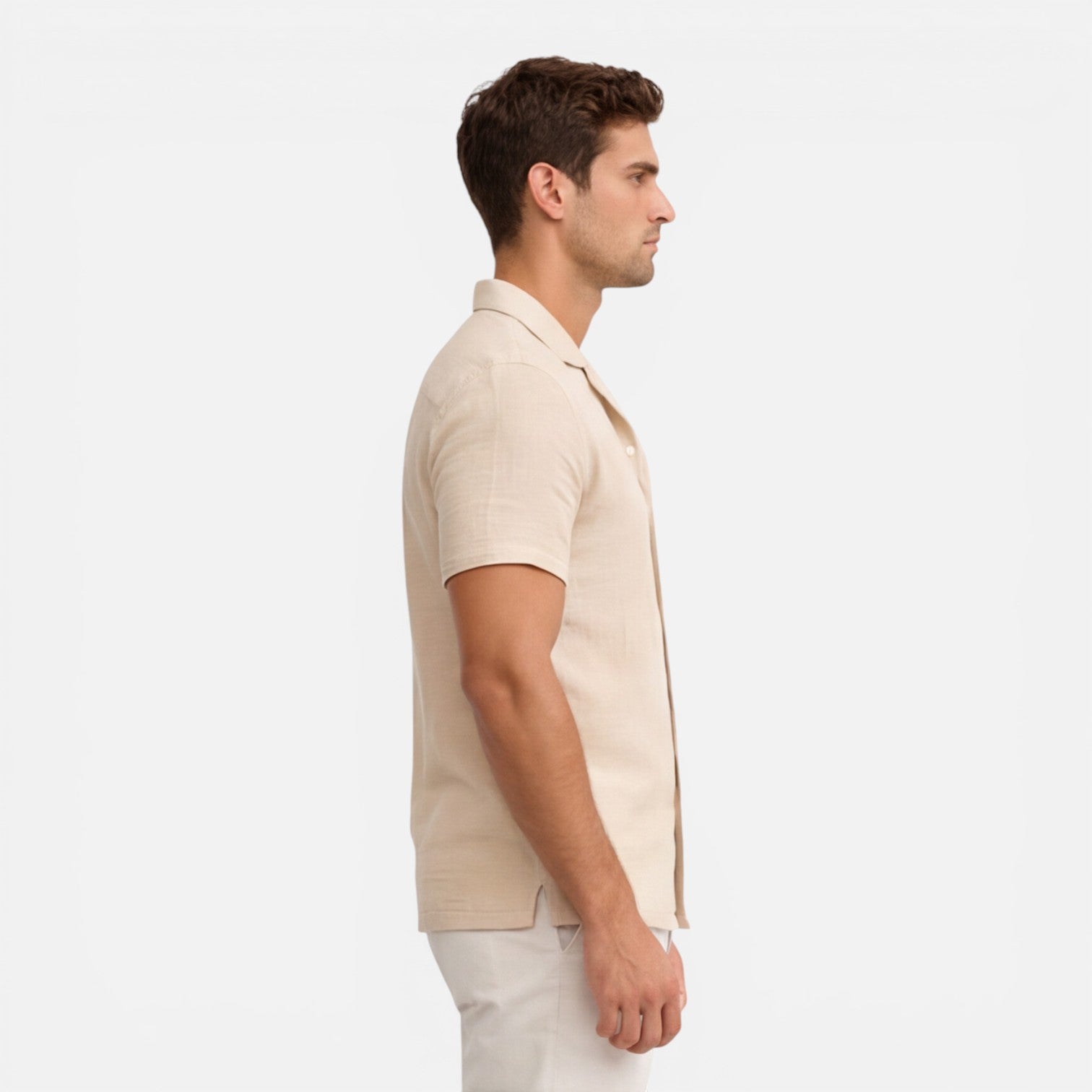 Felorro | Men’s Linen Cotton Blend Short Sleeve Shirt Lightweight Breathable