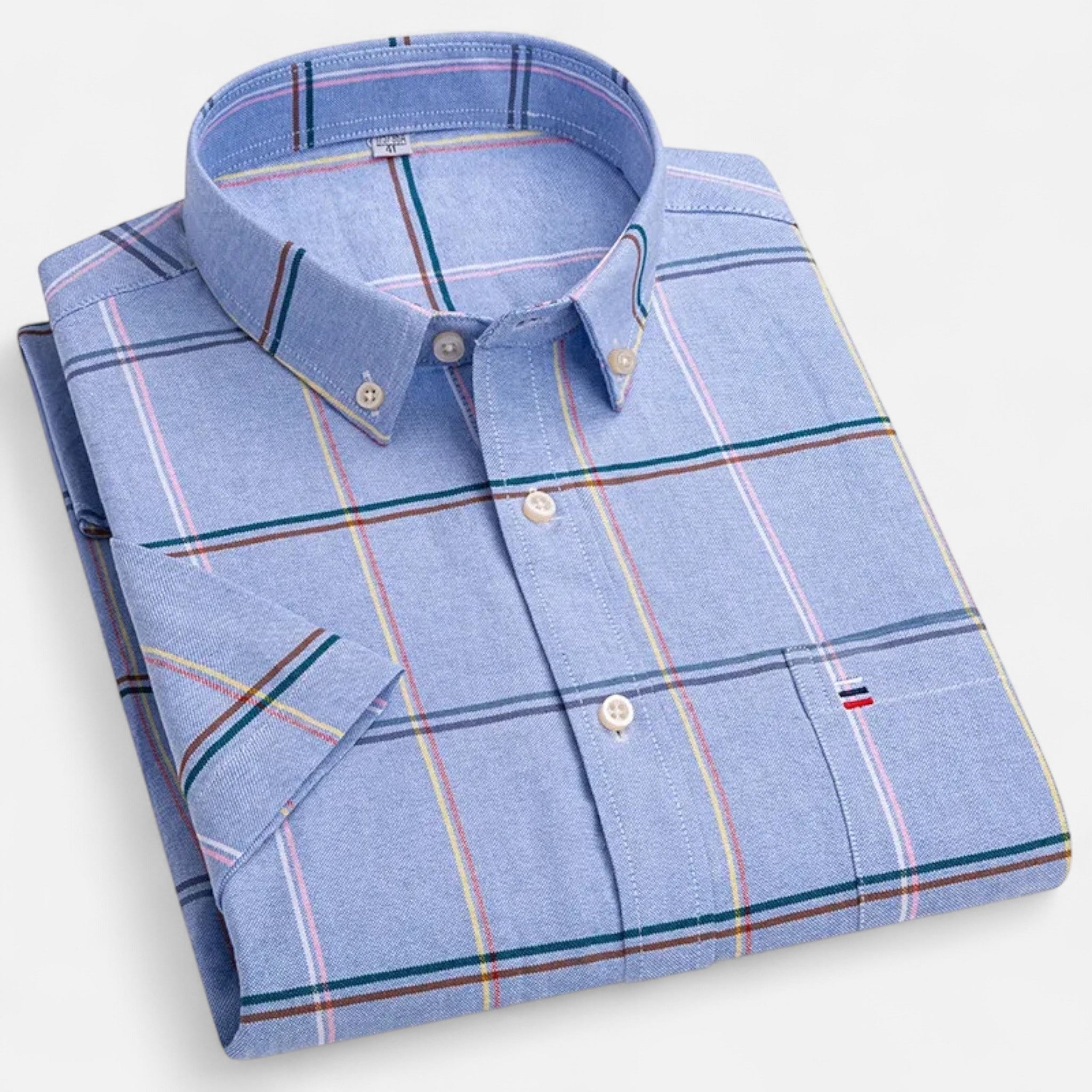 Men’s Oxford Cotton Short Sleeve Button-Up Shirt