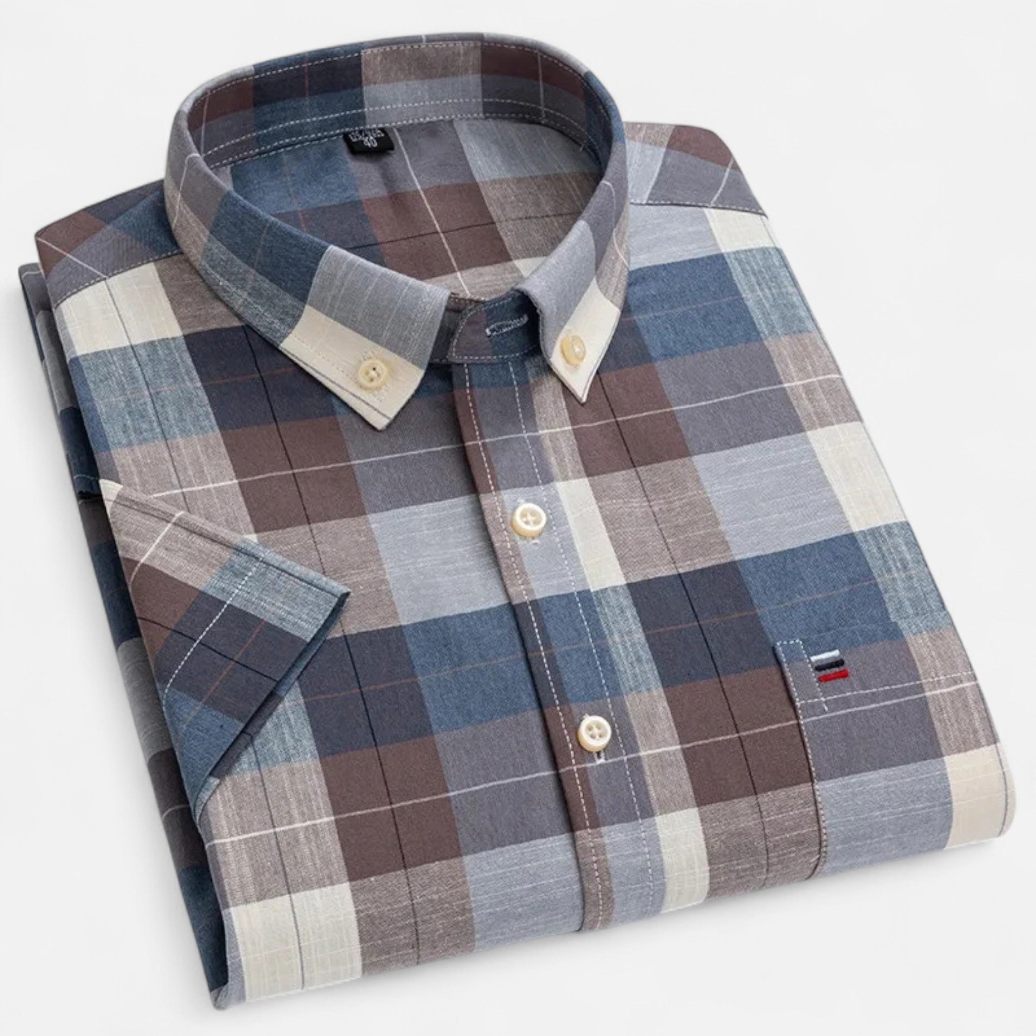 Men’s Oxford Cotton Short Sleeve Button-Up Shirt