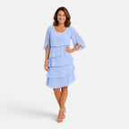 Felorro | Women’s Chiffon Layered Midi Dress Elegant Comfort Knee Length