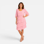 Felorro | Women’s Chiffon Layered Midi Dress Elegant Comfort Knee Length