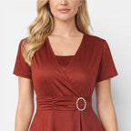 Felorro | Women’s V Neck Wrap Dress High Waist Formal Wedding Guest Dress