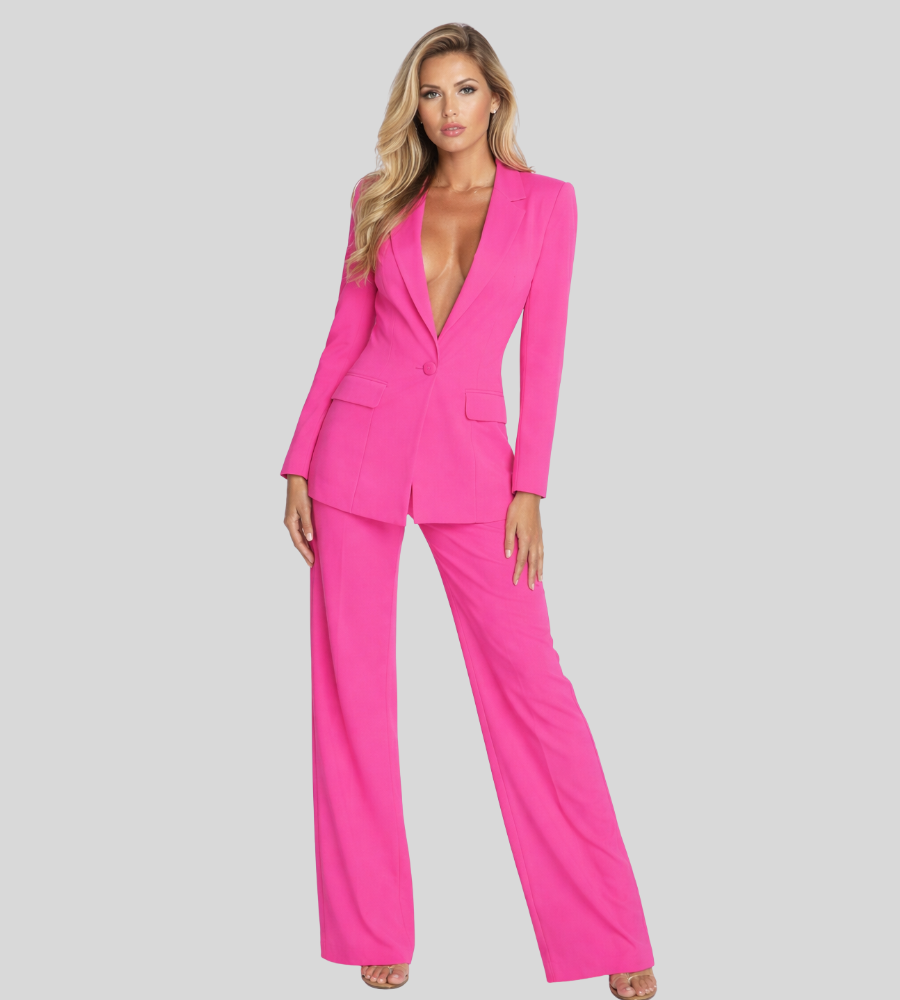 Women's Tailored Blazer & Wide Leg Trouser Suit Set